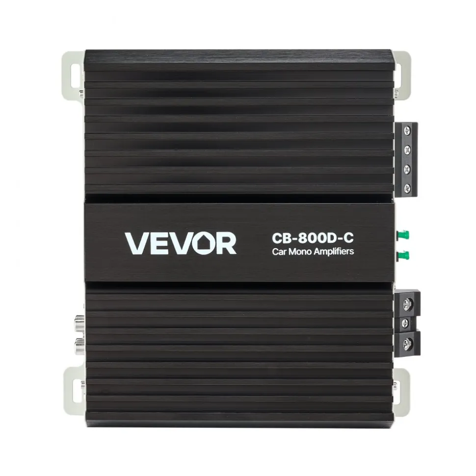 VEVOR Monoblock Car Amplifier, 800W RMS MAX, 1/2/4 Ohm Stable, 1-Channel Class D Car Audio Amplifier with Remote Subwoofer Level Control, Low Pass Filter, Bass Boost & Phase Shift, Volume Controller