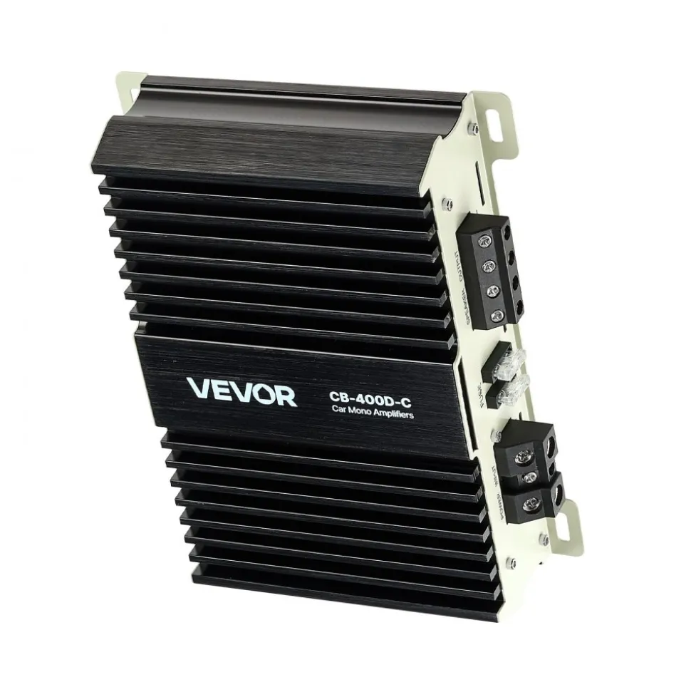VEVOR Monoblock Car Amplifier, 400W RMS MAX, 1/2/4 Ohm Stable, 1-Channel Class D Car Audio Amplifier with Remote Subwoofer Level Control, Low Pass Filter, Bass Boost & Phase Shift, Volume Controller