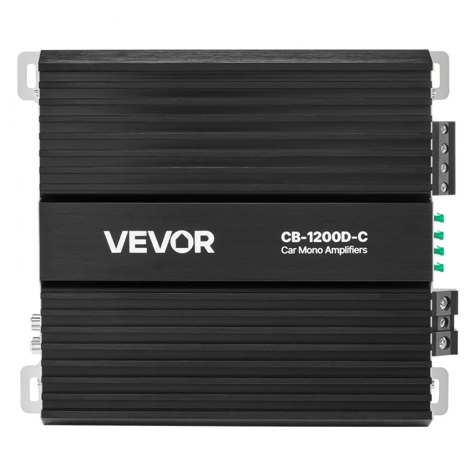 VEVOR Monoblock Car Amplifier, 1200W RMS MAX, 1/2/4 Ohm Stable, 1-Channel Class D Car Audio Amplifier with Remote Subwoofer Level Control, Low Pass Filter, Bass Boost & Phase Shift, Volume Controller