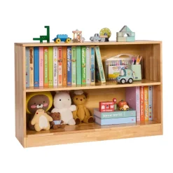 VEVOR Montessori Bookshelf, 35.4 in Width Toy Storage Organizer, 2-Tier Kids Display Storage Cabinet, Daycare Furniture, Kids Bookshelf for Bedroom, Nursery, Living Room, Entryway, Preschool, Brown