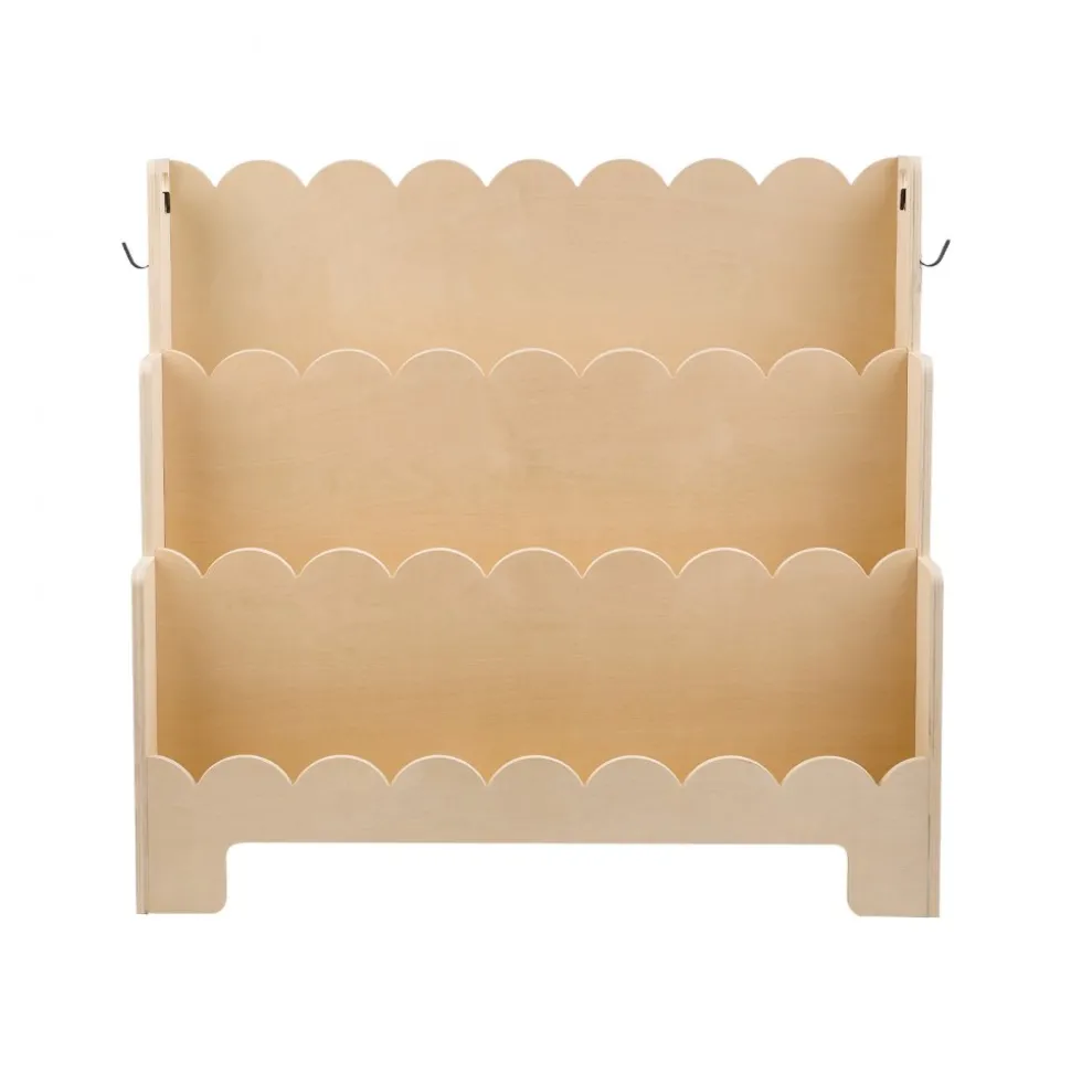 VEVOR Montessori Bookshelf, 3-Tier Scalloped Kids Bookshelf, Front Facing Toddler Bookcase, Dual Hooks for Hanging Backpacks, Baby Bookshelf for Kids Room, Living Room, Entryway, Nursury, Preschool