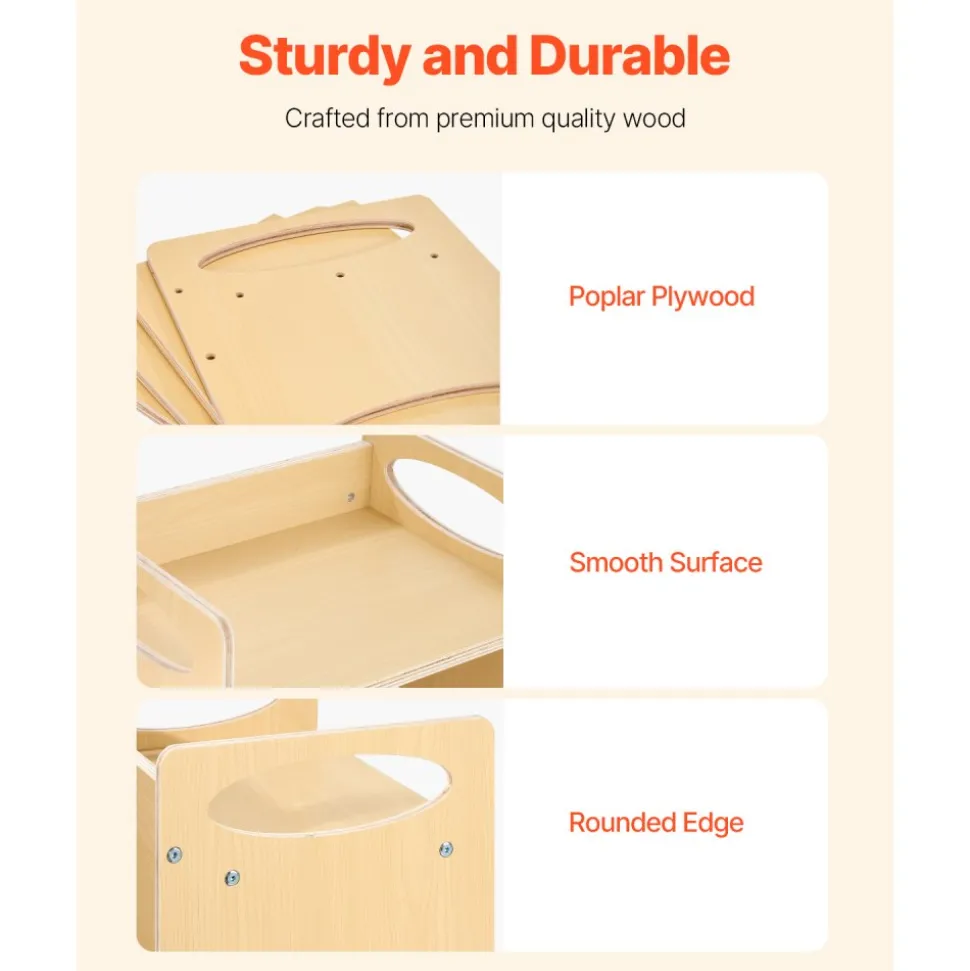 VEVOR Montessori Weaning Table and Chair Set, Wooden Toddler Table and Chair Set for Aged 1-5, Adjustable Height Kids Montessori Chair and Activity Table, Ideal for Reading, Eating, Playing - Natural