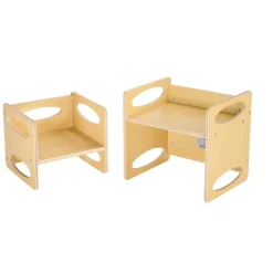 VEVOR Montessori Weaning Table and Chair Set, Wooden Toddler Table and Chair Set for Aged 1-5, Adjustable Height Kids Montessori Chair and Activity Table, Ideal for Reading, Eating, Playing - Natural