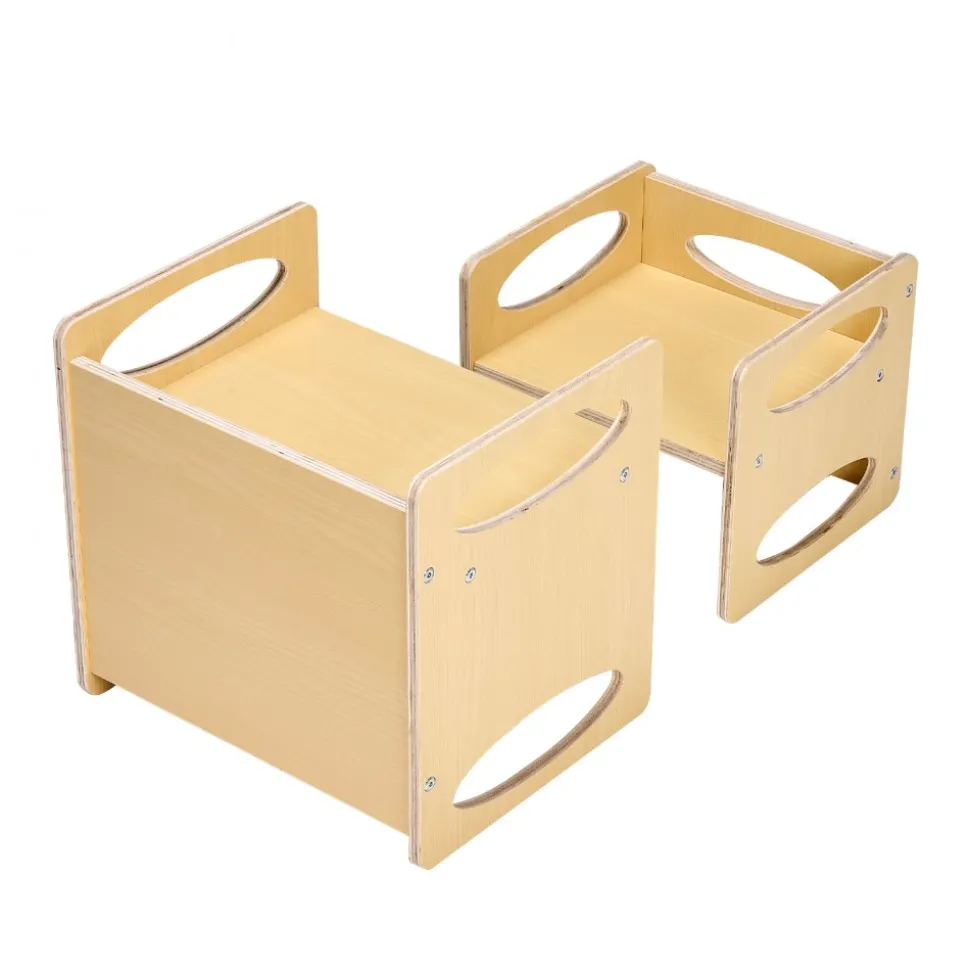 VEVOR Montessori Weaning Table and Chair Set, Wooden Toddler Table and Chair Set for Aged 1-5, Adjustable Height Kids Montessori Chair and Activity Table, Ideal for Reading, Eating, Playing - Natural