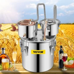 VEVOR Moonshine Still Stainless Steel Water Alcohol Distiller Copper Tube With Circulating Pump Home Brewing Kit Build-in Thermometer for DIY Whisky Wine Brandy Spirits