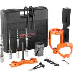 VEVOR Mortising Attachment for Drill Press, 4 Model Drills Square Hole Chisel Set, Bench Drill Locator Set Mortise and Tenon Tools with 5 Bushings, for Woodworking Mortising Tenoning Drilling Machine