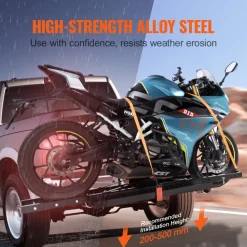 VEVOR Motorcycle Carrier, 600 LBS Steel Motorcycle Carrier Hitch Mount with Loading Ramp, Scooter Dirt Bike Trailer Hauler with Ratchet Straps and Stabilizer, for Car, Truck with 2