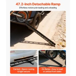 VEVOR Motorcycle Carrier, 500 lbs Capacity, Heavy Duty Steel Hitch Mount Rack with 47in Ramp, Ratchet Straps & Stabilizer, Scooter Dirt Bike Trailer Hauler for Car Truck with 2-Inch Hitch Receiver