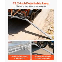 VEVOR Motorcycle Carrier, 400 lbs Capacity, Heavy Duty Aluminum Hitch Mount Rack with 73in Loading Ramp, Straps & Stabilizer, Scooter Dirt Bike Trailer Hauler for Car Truck with 2-Inch Hitch Receiver