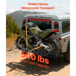 VEVOR Motorcycle Carrier, 400 lbs Capacity, Heavy Duty Aluminum Hitch Mount Rack with 47in Loading Ramp, Straps & Stabilizer, Scooter Dirt Bike Trailer Hauler for Car Truck with 2-Inch Hitch Receiver
