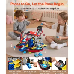 VEVOR Motorcycle Engine Toy, 25 Pieces, Motorcycle Mechanic Toy with Removable Parts, Lights & Sounds, Simulated Riding & Track Racing, Kids Mechanic Workshop Set for Toddler 3 Years and Up, Red