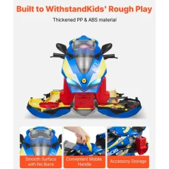 VEVOR Motorcycle Engine Toy, 25 Pieces, Motorcycle Mechanic Toy with Removable Parts, Lights & Sounds, Simulated Riding & Track Racing, Kids Mechanic Workshop Set for Toddler 3 Years and Up, Blue