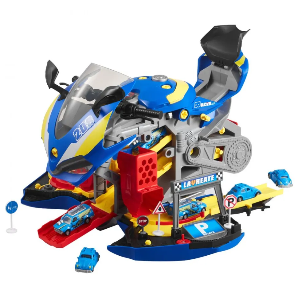 VEVOR Motorcycle Engine Toy, 25 Pieces, Motorcycle Mechanic Toy with Removable Parts, Lights & Sounds, Simulated Riding & Track Racing, Kids Mechanic Workshop Set for Toddler 3 Years and Up, Blue