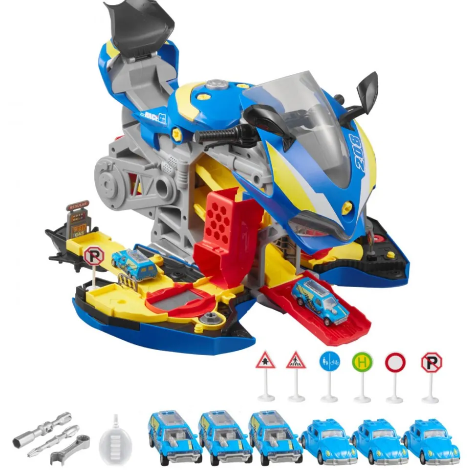 VEVOR Motorcycle Engine Toy, 25 Pieces, Motorcycle Mechanic Toy with Removable Parts, Lights & Sounds, Simulated Riding & Track Racing, Kids Mechanic Workshop Set for Toddler 3 Years and Up, Blue