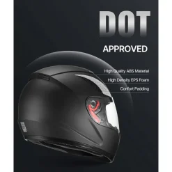 VEVOR Motorcycle Helmet, Full Face, Adult Motocross Dirt Bike Helmet with Tinted and Clear Dual Visor, Motorbike Racing Street with Detachable Liner for Men & Women, DOT Approved, (Matte Black, L)