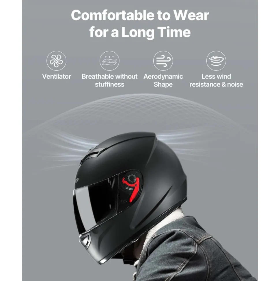 VEVOR Motorcycle Helmet, Full Face, Adult Motocross Dirt Bike Helmet with Tinted and Clear Dual Visor, Motorbike Racing Street with Detachable Liner for Men & Women, DOT Approved, (Matte Black, L)
