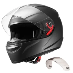 VEVOR Motorcycle Helmet, Full Face, Adult Motocross Dirt Bike Helmet with Tinted and Clear Dual Visor, Motorbike Racing Street with Detachable Liner for Men & Women, DOT Approved, (Matte Black, L)