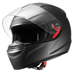 VEVOR Motorcycle Helmet, Full Face, Adult Motocross Dirt Bike Helmet with Tinted and Clear Dual Visor, Motorbike Racing Street with Detachable Liner for Men & Women, DOT Approved, (Matte Black, L)