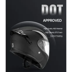 VEVOR Motorcycle Helmet, Modular, Adult Motocross Dirt Bike Helmet with Large Clear Visor, Comfortable Motorbike Racing Street with Detachable Liner for Men & Women, DOT Approved, (Matte Black, L)