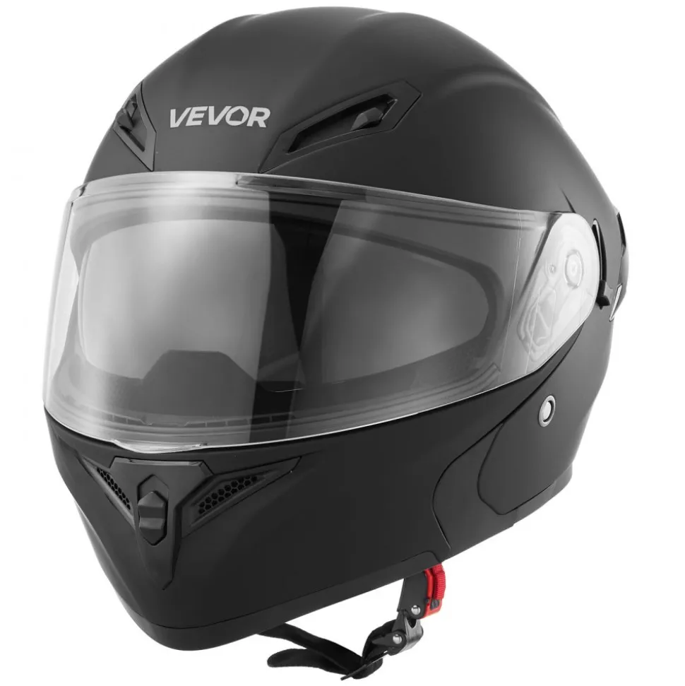VEVOR Motorcycle Helmet, Modular, Adult Motocross Dirt Bike Helmet with Large Clear Visor, Comfortable Motorbike Racing Street with Detachable Liner for Men & Women, DOT Approved, (Matte Black, L)