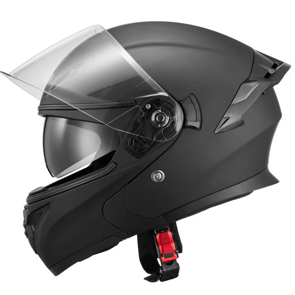 VEVOR Motorcycle Helmet, Modular, Adult Motocross Dirt Bike Helmet with Large Clear Visor, Comfortable Motorbike Racing Street with Detachable Liner for Men & Women, DOT Approved, (Matte Black, L)