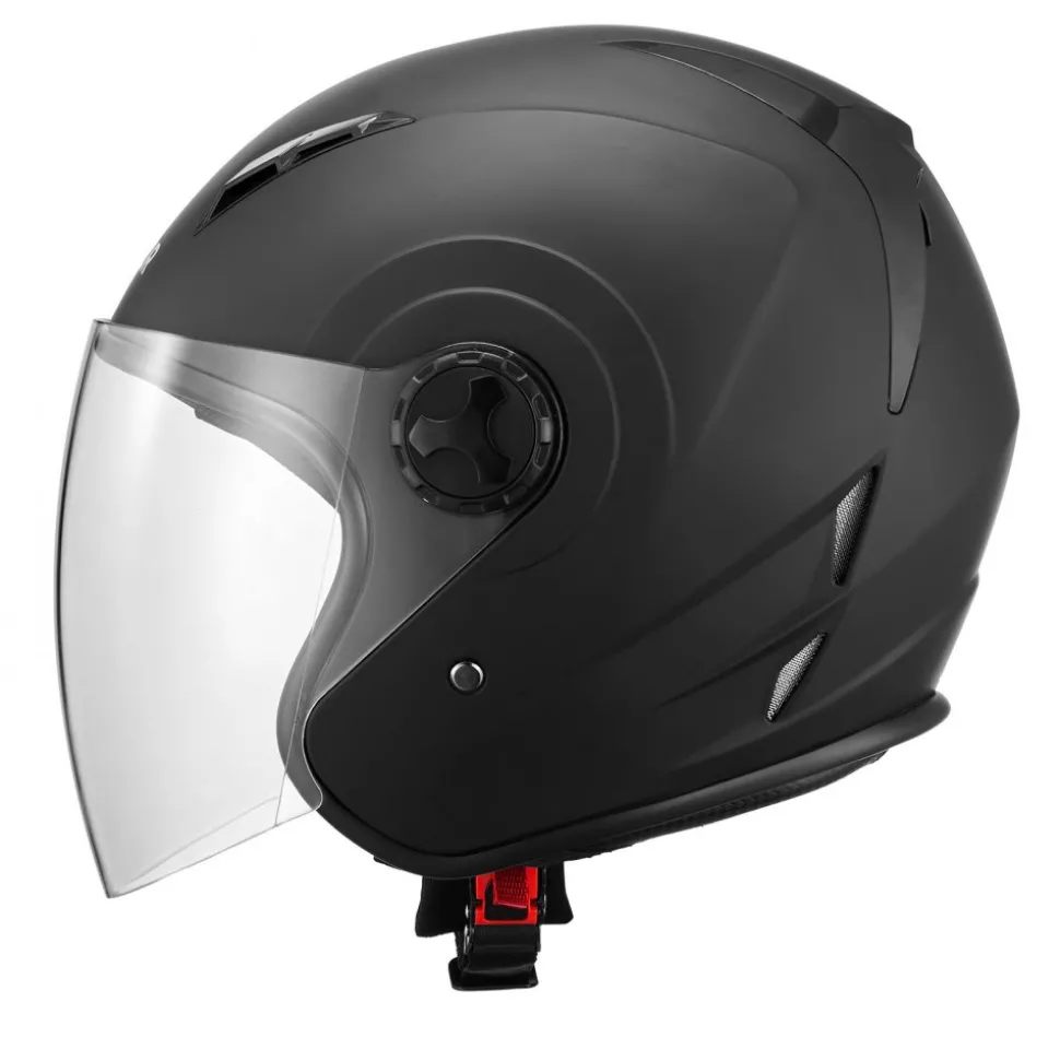 VEVOR Motorcycle Helmet, 3/4 Open Face, Adult Motocross Dirt Bike Helmet with Clear Visor, Comfortable Motorbike Racing Street with Detachable Liner for Men & Women, DOT Approved, (Matte Black, M)