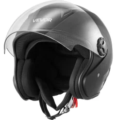 VEVOR Motorcycle Helmet, 3/4 Open Face, Adult Motocross Dirt Bike Helmet with Clear Visor, Comfortable Motorbike Racing Street with Detachable Liner for Men & Women, DOT Approved, (Matte Black, XL)
