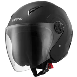 VEVOR Motorcycle Helmet, 3/4 Open Face, Adult Motocross Dirt Bike Helmet with Clear Visor, Comfortable Motorbike Racing Street with Detachable Liner for Men & Women, DOT Approved, (Matte Black, XL)