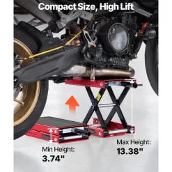 VEVOR Motorcycle Lift, 1100 lbs Motorcycle Scissor Lift Jack with Wide Deck & Lock Pin, 3.74