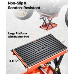 VEVOR Motorcycle Lift, 1500 lbs Motorcycle Scissor Lift Jack with Wide Deck & Lock Pin, 4.13