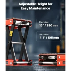 VEVOR Motorcycle Lift, 1200lbs Weight Capacity, Wide Deck Motorcycle Scissor Jack, 4.1-15 in Height Range, Heavy Duty Steel Bike Repair Center Stand with Ratchet and Crank for ATVs, Dirt Bikes