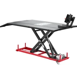 VEVOR Motorcycle Lift Table, 1500 lbs Capacity, Electric Hydraulic Pump with Scissor Lift Jack, Wheel Chock, 9.05