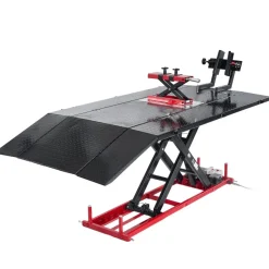 VEVOR Motorcycle Lift Table, 1500 lbs Capacity, Electric Hydraulic Pump with Scissor Lift Jack, Wheel Chock, 9.05