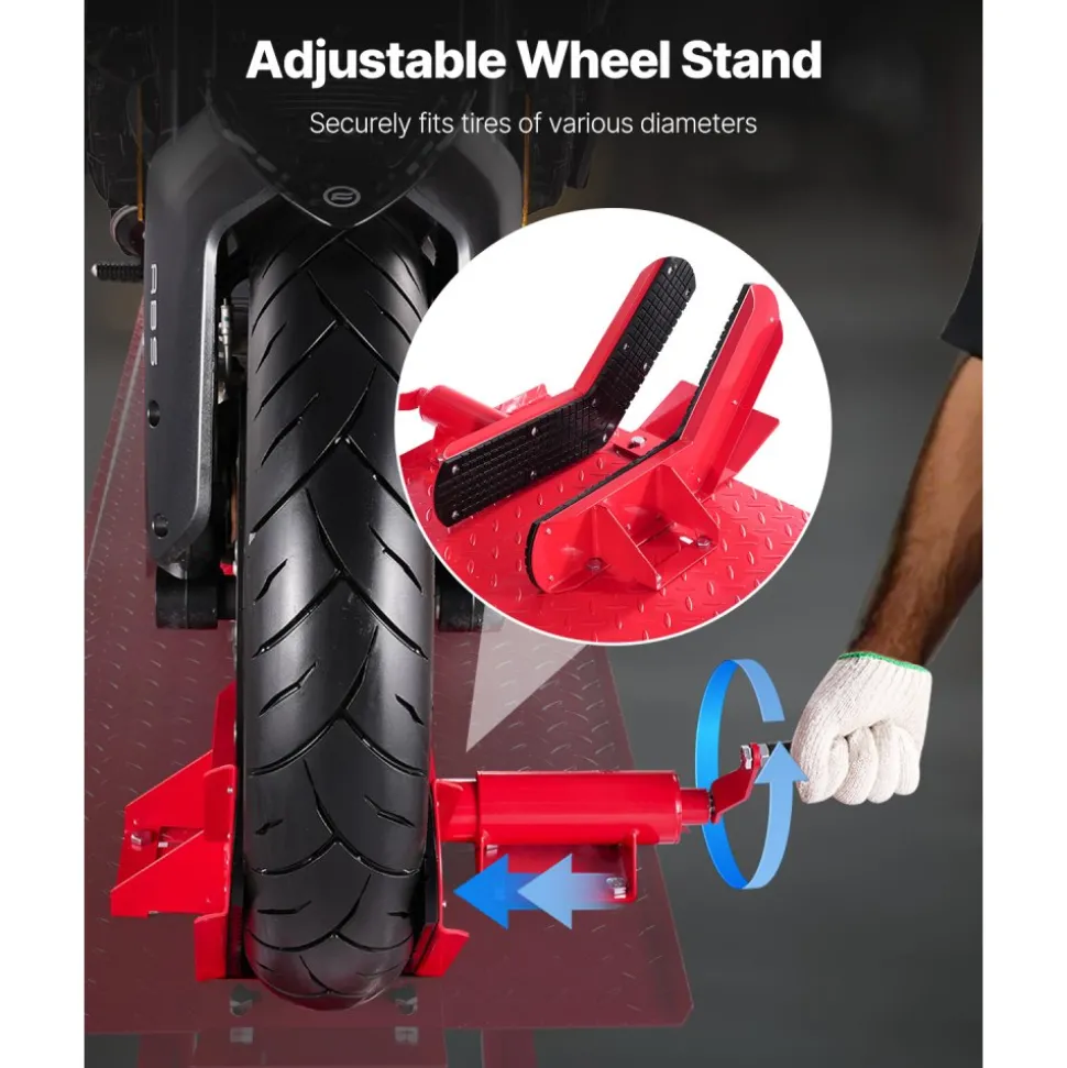 VEVOR Motorcycle Lift Table, 1000lbs Weight Capacity, 360° Flexible Moving Motorcycle Jack Stand, 8.6-31 in Height Range, Heavy Duty Bike Repair Stand with Security Lock for ATVs, Dirt Bike