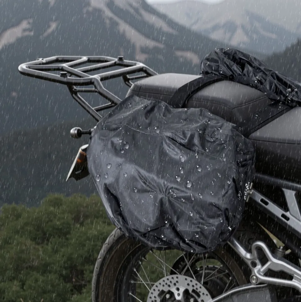 VEVOR Motorcycle Saddlebag, 30 L (15 L x 2) Large Capacity Side Saddle Bag with Waterproof Rain Cover and Straps, Compatible with Most Motorcycles, Outdoor Sports Motorbike Luggage Storage Bag, Black