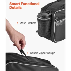 VEVOR Motorcycle Saddlebag, 30 L (15 L x 2) Large Capacity Side Saddle Bag with Waterproof Rain Cover and Straps, Compatible with Most Motorcycles, Outdoor Sports Motorbike Luggage Storage Bag, Black