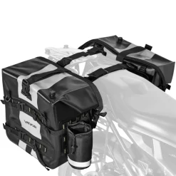 VEVOR Motorcycle Saddlebag, 56 L (28 L x 2) Large Capacity Side Saddle Bag Compatible with Most Motorcycles, Waterproof Fabric Outdoor Sports Motorbike Luggage Storage with Detachable Inner Bag, Black
