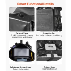 VEVOR Motorcycle Saddlebag, 56 L (28 L x 2) Large Capacity Side Saddle Bag Compatible with Most Motorcycles, Waterproof Fabric Outdoor Sports Motorbike Luggage Storage with Detachable Inner Bag, Black