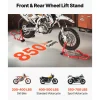 VEVOR Motorcycle Stand Lift, 850lbs Capacity Front Rear Combo Stand Lift, Front Wheel Dual-Fork Stand, Rear U+L Fork Swingarm Spool Stand, for Most Yamaha Honda Kawasaki Suzuki Motorcycles, Red