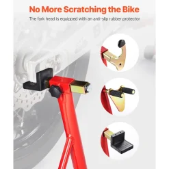 VEVOR Motorcycle Stand Lift, 850lbs Capacity Front Rear Combo Stand Lift, Front Wheel Dual-Fork Stand, Rear U+L Fork Swingarm Spool Stand, for Most Yamaha Honda Kawasaki Suzuki Motorcycles, Red