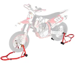 VEVOR Motorcycle Stand Lift, 850lbs Capacity Front Rear Combo Stand Lift, Front Wheel Dual-Fork Stand, Rear U+L Fork Swingarm Spool Stand, for Most Yamaha Honda Kawasaki Suzuki Motorcycles, Red