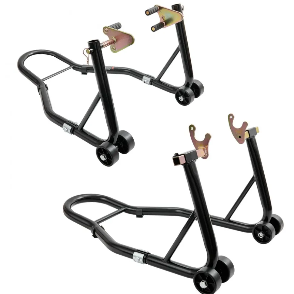 VEVOR Motorcycle Stand Lift, 850lbs Front Rear Combo Stand Lift Stand, Front and Rear Wheel Fork Stand, U+L Fork Swingarm Spool, Compatible with Most Yamaha Honda Kawasaki Suzuki Motorcycles, Black