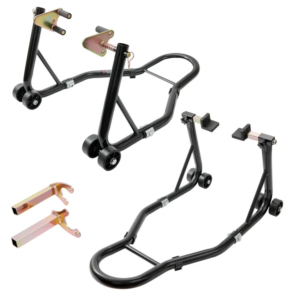 VEVOR Motorcycle Stand Lift, 850lbs Front Rear Combo Stand Lift Stand, Front and Rear Wheel Fork Stand, U+L Fork Swingarm Spool, Compatible with Most Yamaha Honda Kawasaki Suzuki Motorcycles, Black
