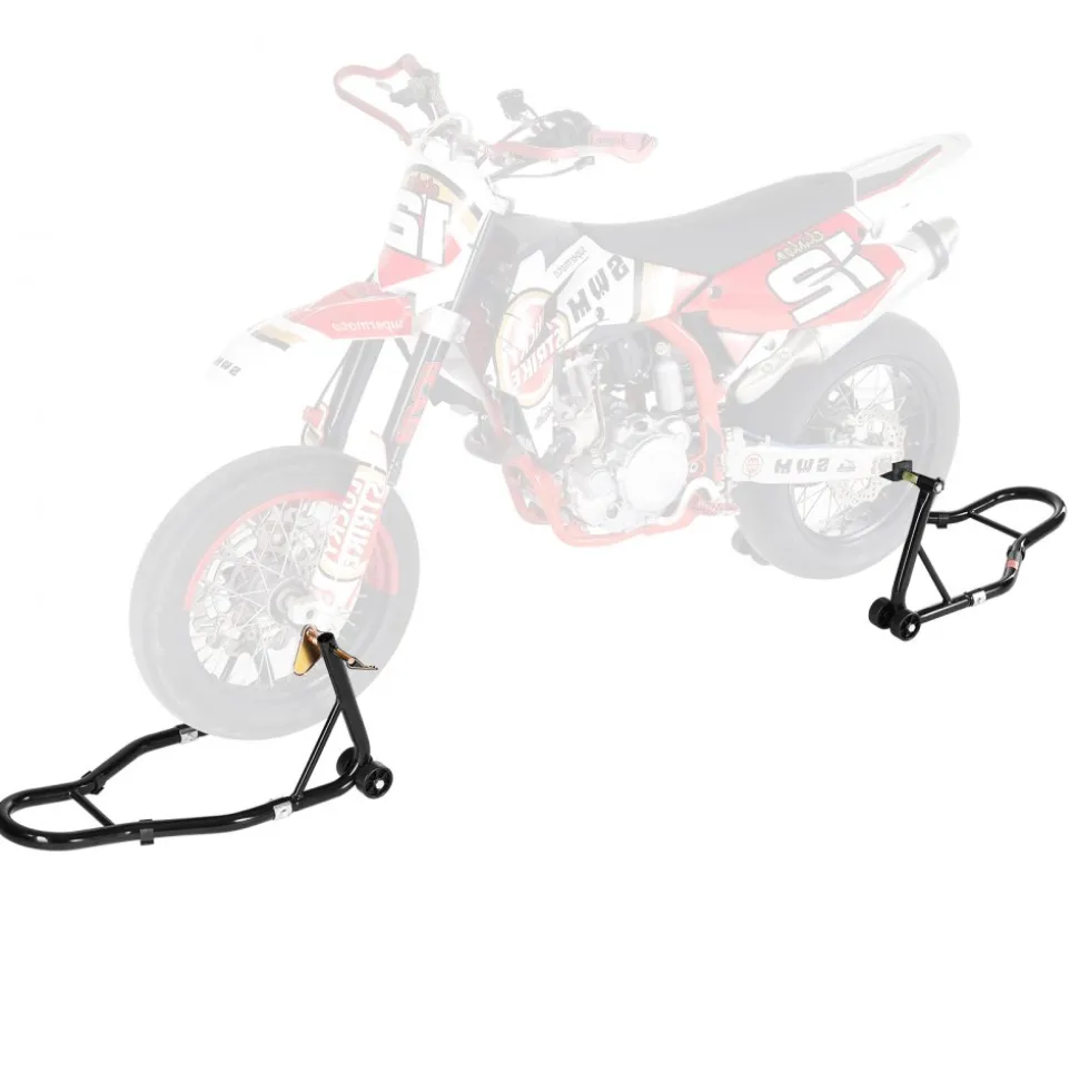 VEVOR Motorcycle Stand Lift, 1100lbs Capacity Front Rear Combo Stand Lift, Front Wheel Dual-Fork Stand, Rear U+L Fork Swingarm Spool Stand, for Most Yamaha Honda Kawasaki Suzuki Motorcycles, Black