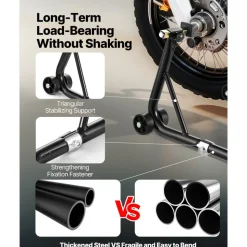 VEVOR Motorcycle Stand Lift, 1100lbs Capacity Front Rear Combo Stand Lift, Front Wheel Dual-Fork Stand, Rear U+L Fork Swingarm Spool Stand, for Most Yamaha Honda Kawasaki Suzuki Motorcycles, Black