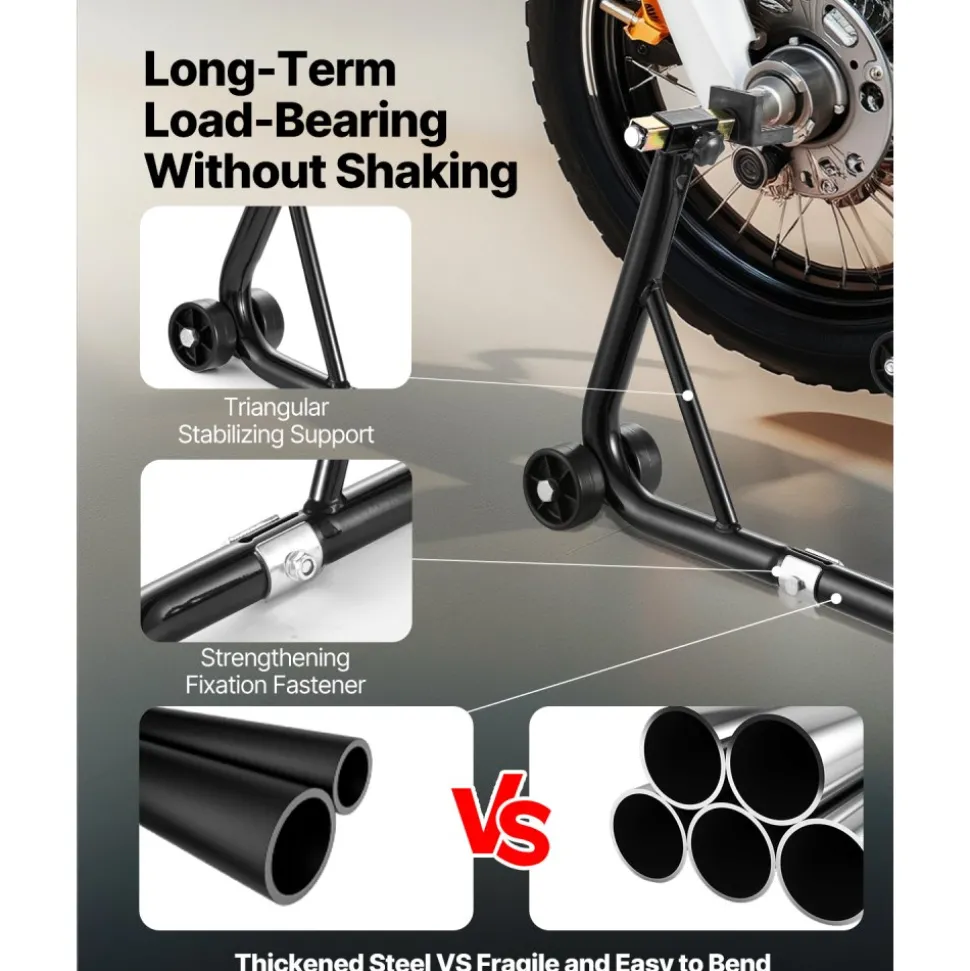 VEVOR Motorcycle Stand Lift, 1100lbs Capacity Front Rear Combo Stand Lift, Front Wheel Dual-Fork Stand, Rear U+L Fork Swingarm Spool Stand, for Most Yamaha Honda Kawasaki Suzuki Motorcycles, Black