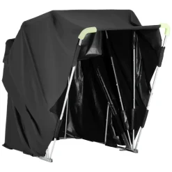 VEVOR Motorcycle Storage Shelter with Security Lock, 600D Oxford Flip-Up Garage Tent, Heavy-Duty All-Weather Motorcycle Cover with Ventilation Windows, 110 x 43 x 63 in Outdoor Vehicle Shelter, Black