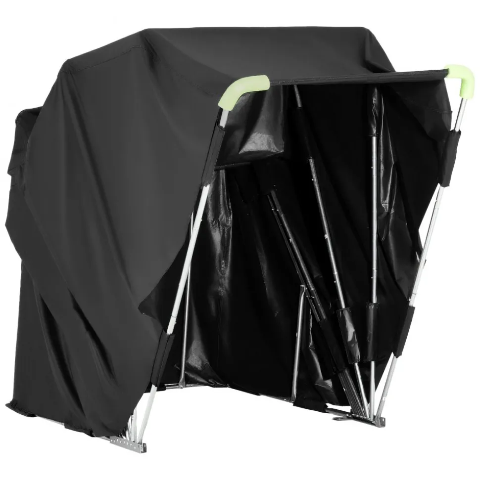 VEVOR Motorcycle Storage Shelter with Security Lock, 600D Oxford Flip-Up Garage Tent, Heavy-Duty All-Weather Motorcycle Cover with Ventilation Windows, 110 x 43 x 63 in Outdoor Vehicle Shelter, Black