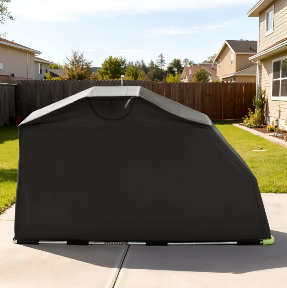 VEVOR Motorcycle Storage Shelter with Security Lock, 600D Oxford Flip-Up Garage Tent, Heavy-Duty All-Weather Motorcycle Cover with Ventilation Windows, 110 x 43 x 63 in Outdoor Vehicle Shelter, Black