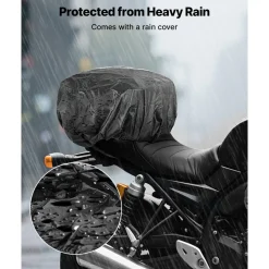 VEVOR Motorcycle Tail Bag, 22-34 L Expandable Motorcycle Rear Seat Bag with Waterproof Rain Cover, Outdoor Sports Motorbike Luggage Storage Backpack Handbag with Straps, Pocket & Elastic Cord, Black